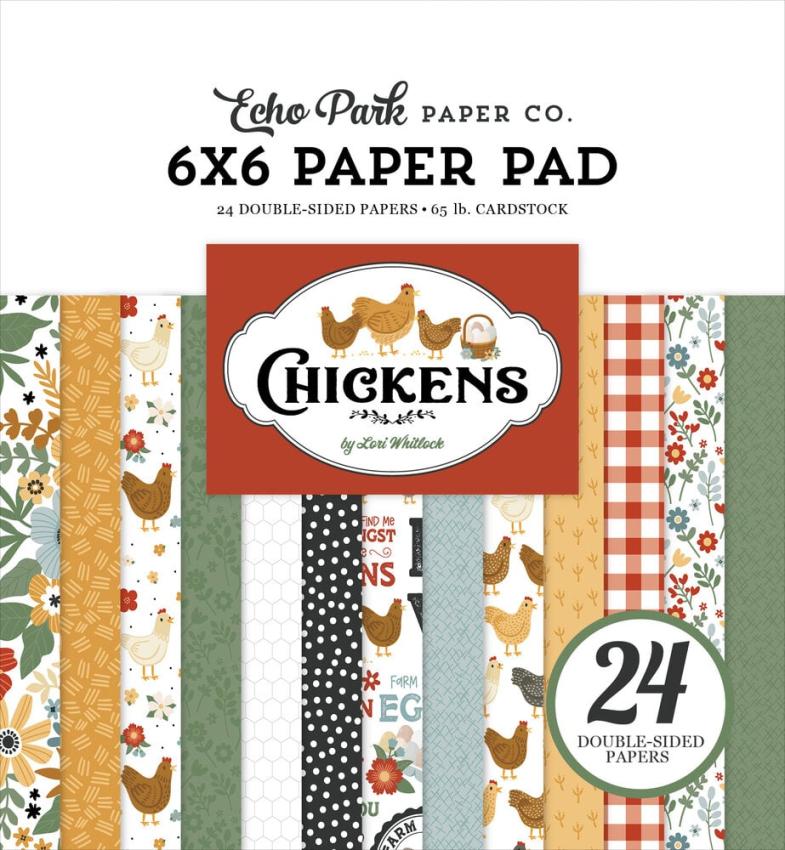 Echo Park - Designpapier "Chickens" Paper Pack 6x6 Inch - 24 Bogen