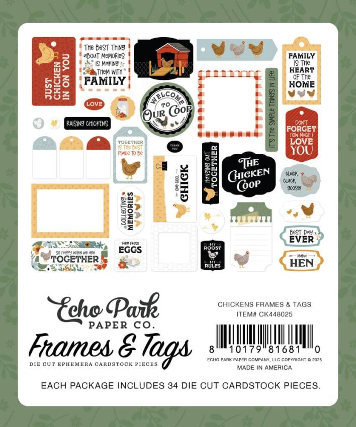 Echo Park - Stanzteile & Anhänger "Chickens" Frames & Tags 