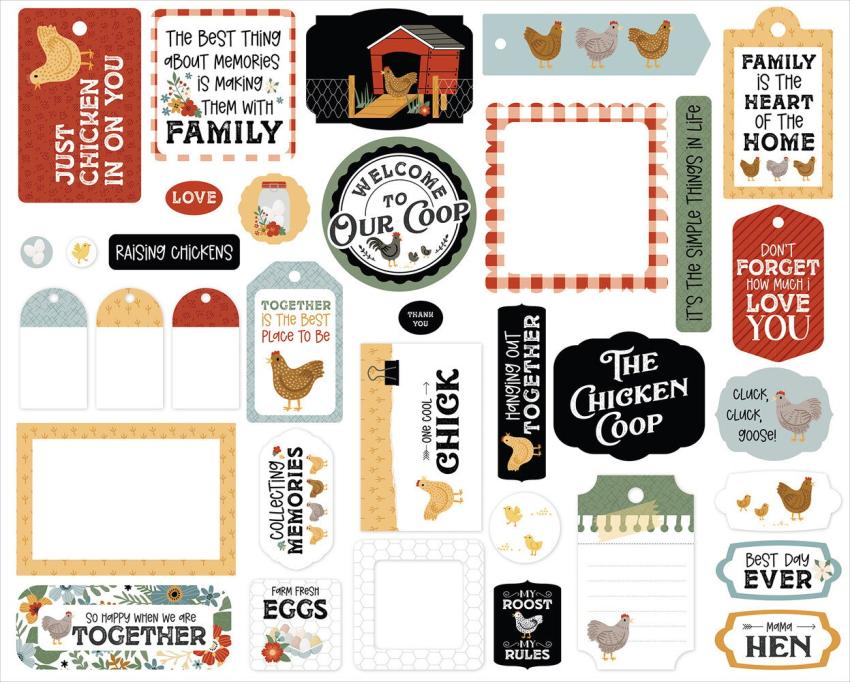 Echo Park - Stanzteile & Anhänger "Chickens" Frames & Tags 