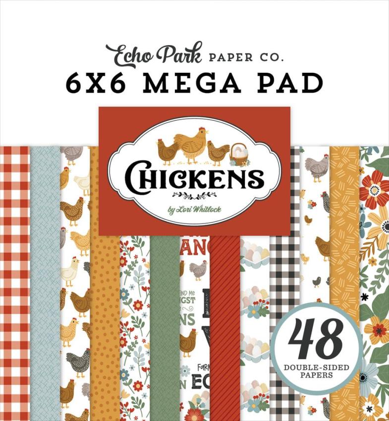 Echo Park - Designpapier "Chickens" Cardmakers Mega Pad 6x6 Inch - 48 Bogen