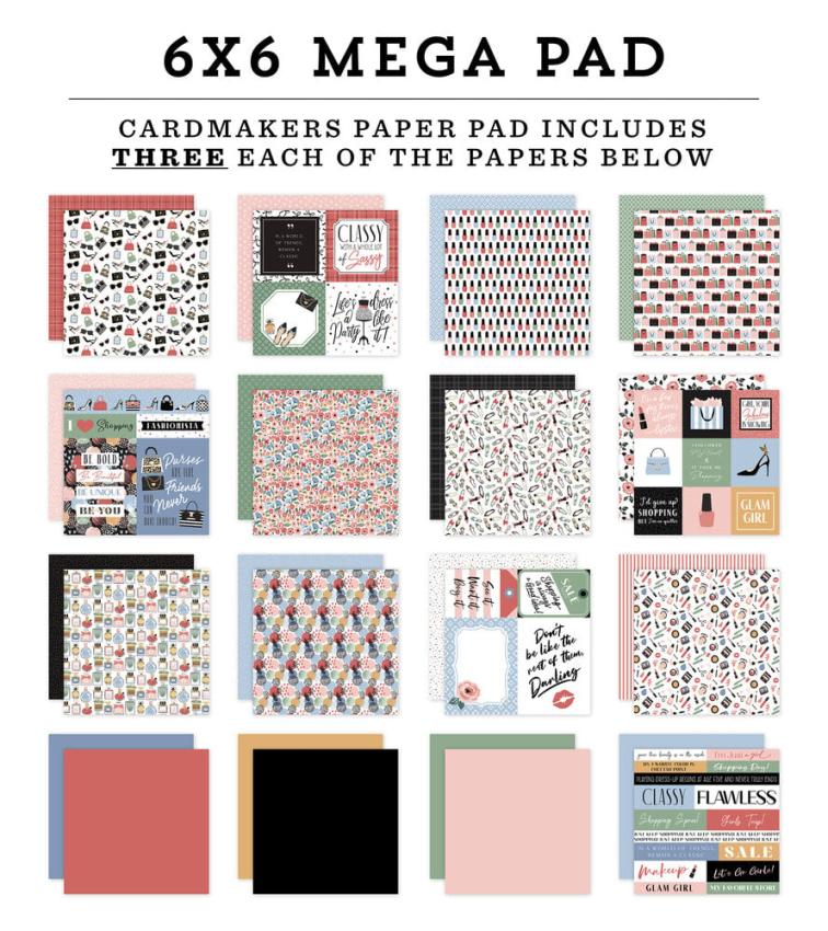 Echo Park - Designpapier "Fashion" Cardmakers Mega Pad 6x6 Inch - 48 Bogen