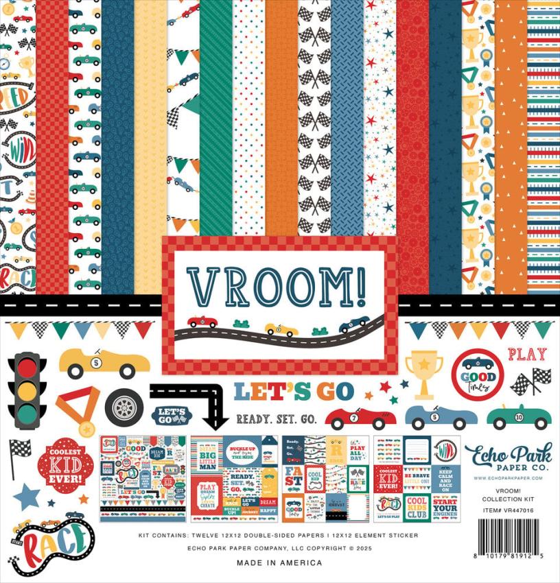 Echo Park - Designpapier "Vroom!" Collection Kit 12x12 Inch - 12 Bogen