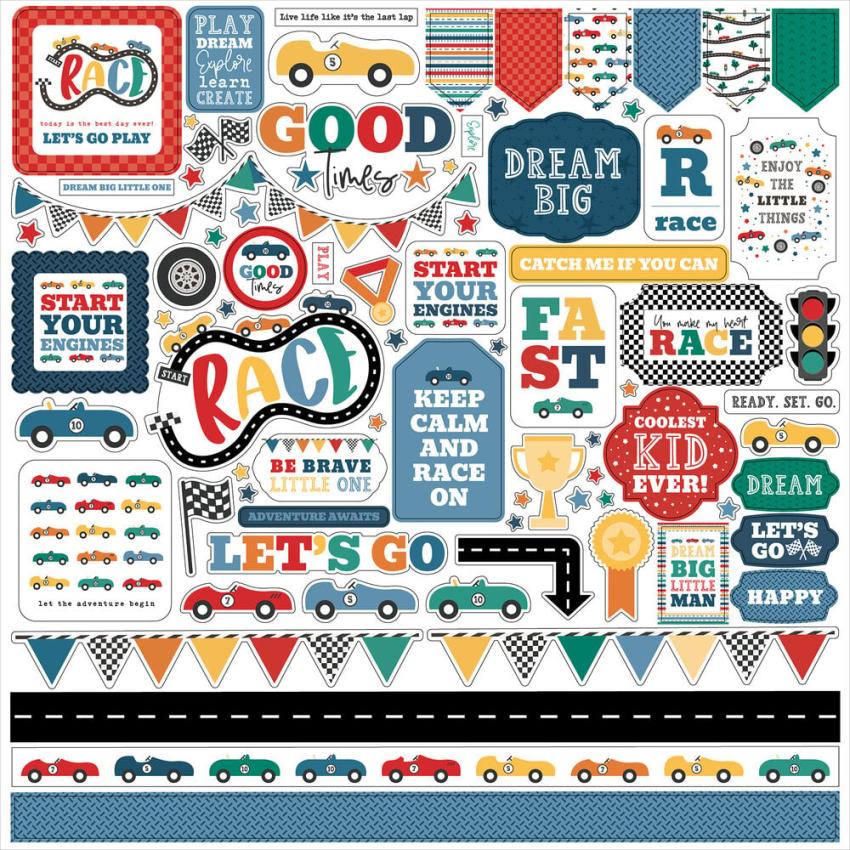 Echo Park - Designpapier "Vroom!" Collection Kit 12x12 Inch - 12 Bogen