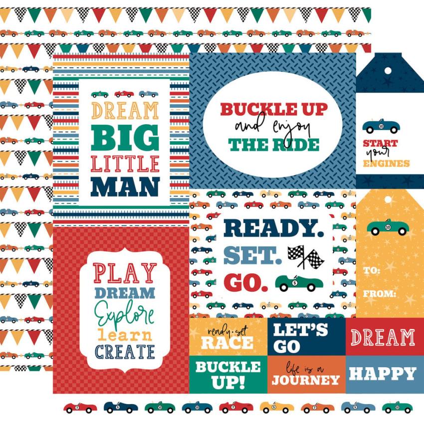 Echo Park - Designpapier "Vroom!" Collection Kit 12x12 Inch - 12 Bogen