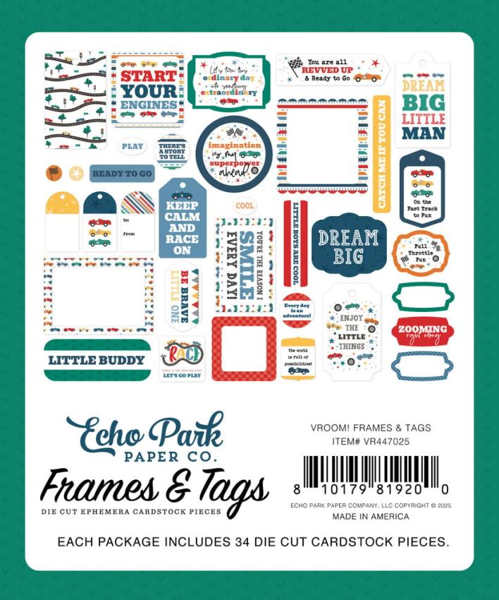Echo Park - Stanzteile & Anhänger "Vroom!" Frames & Tags 