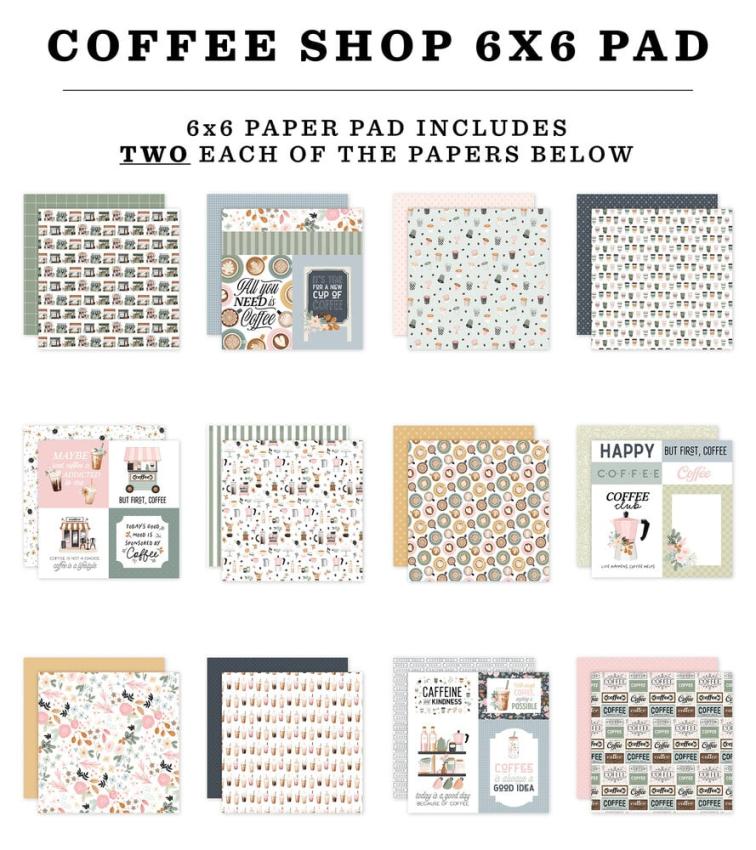Carta Bella - Designpapier "Coffee Shop" Paper Pad 6x6 Inch - 24 Bogen