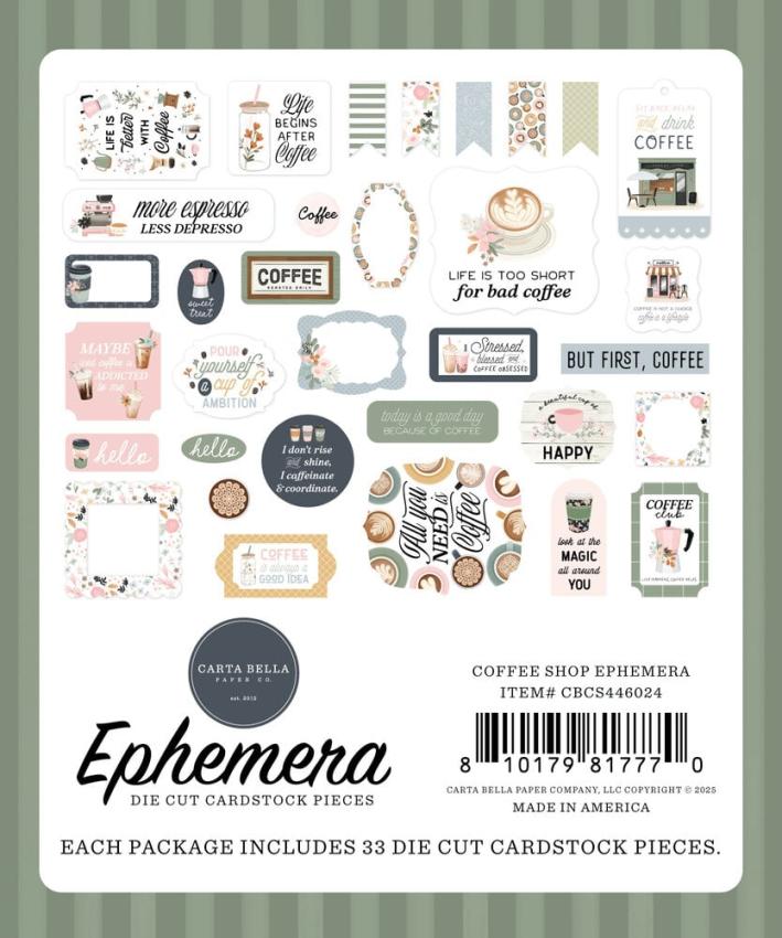 Carta Bella - Stanzteile "Coffee Shop" Ephemera