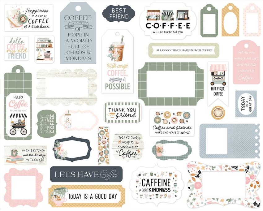 Carta Bella - Stanzteile & Anhänger "Coffee Shop" Ephemera Frames & Tags