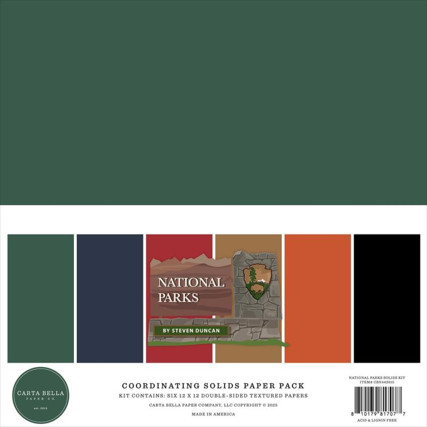 Carta Bella - Cardstock "National Parks" Coordinating Solids Paper Pack 12x12 Inch - 6 Bogen