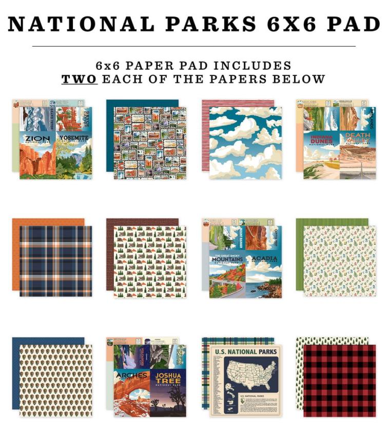 Carta Bella - Designpapier "National Parks" Paper Pad 6x6 Inch - 24 Bogen