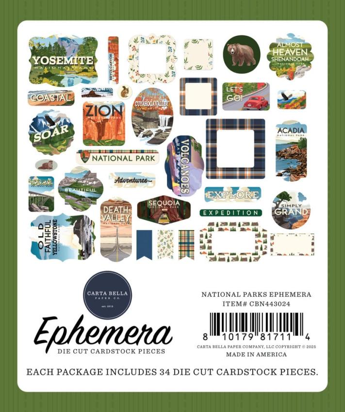 Carta Bella - Stanzteile "National Parks" Ephemera