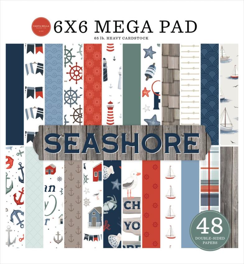 Carta Bella - Designpapier "Seashore" Cardmakers Mega Pad 6x6 Inch - 48 Bogen