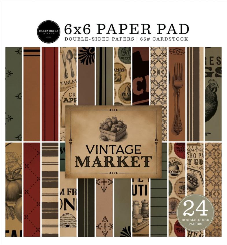 Carta Bella - Designpapier "Vintage Market" Paper Pad 6x6 Inch - 24 Bogen