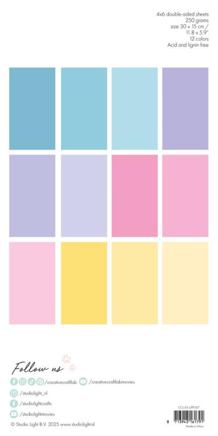Creative Craft Lab - Studio Light - Cardstock "Sweet As Candy" Paper Pack 30x15cm - 24 Bogen