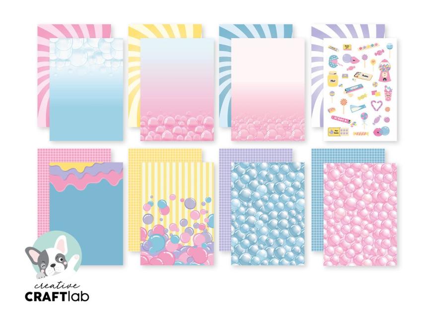 Creative Craft Lab - Studio Light - Friendz Designpapier "Bubblicious " Paper Pack 21x14,8 cm - 24 Bogen