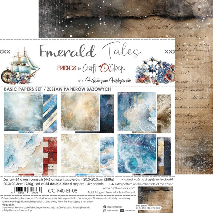 Craft OClock - Designpapier "Emerald Tales" Basic Paper Pack 8x8 Inch - 24 Bogen