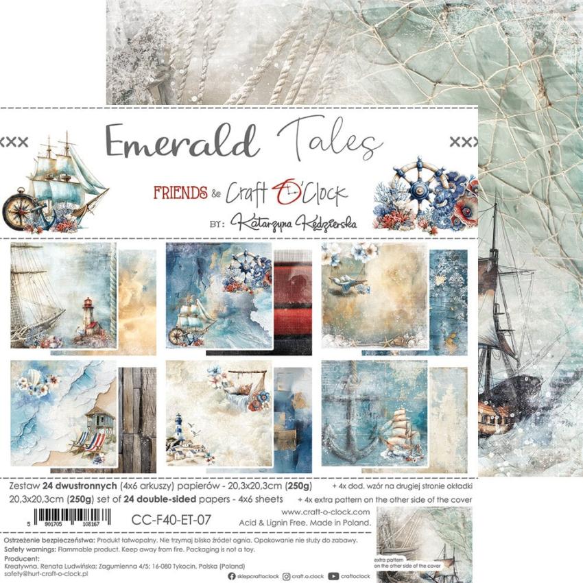 Craft OClock - Designpapier "Emerald Tales" Medium Paper Pack 8x8 Inch - 24 Bogen