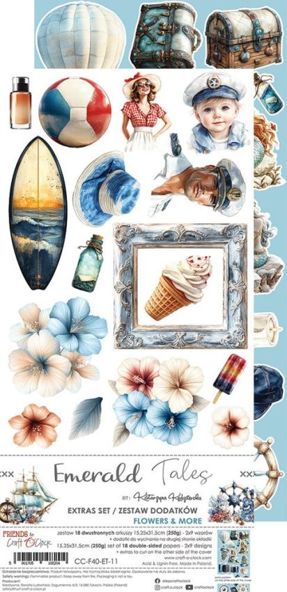 Craft OClock - Ausschneidebogen "Emerald Tales" Extra Set Flowers & More - 18 Bogen