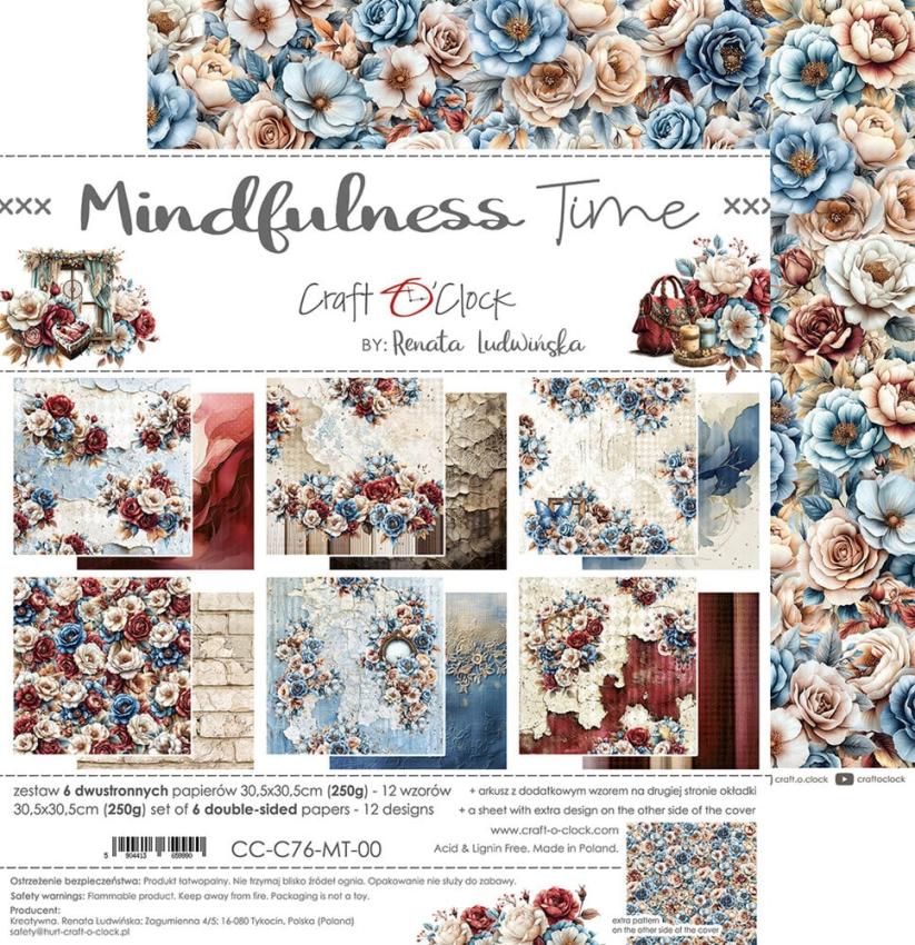 Craft OClock - Designpapier "Mindfulness Time" Paper Pack 12x12 Inch - 6 Bogen