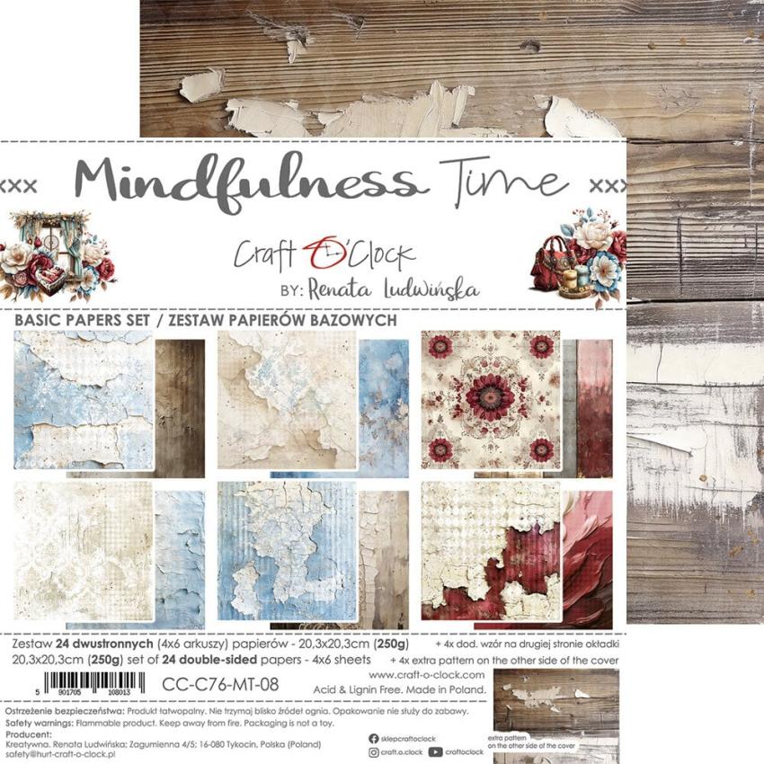 Craft OClock - Designpapier "Mindfulness Time" Basic Paper Pack 8x8 Inch - 24 Bogen