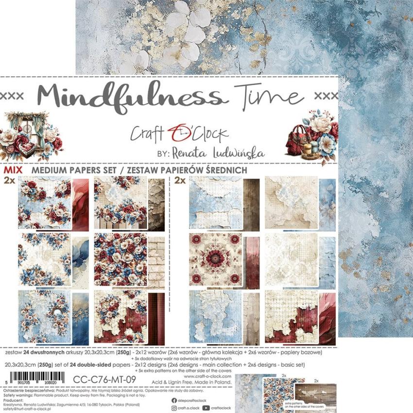Craft OClock - Designpapier "Mindfulness Time" Medium Paper Pack 8x8 Inch - 24 Bogen