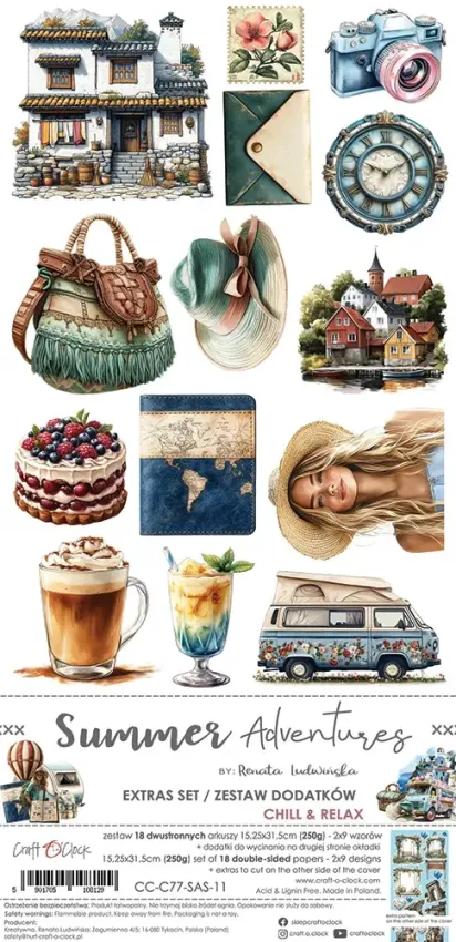 Craft OClock - Ausschneidebogen "Summer Adventures" Extra Set Chill & Relax - 18 Bogen