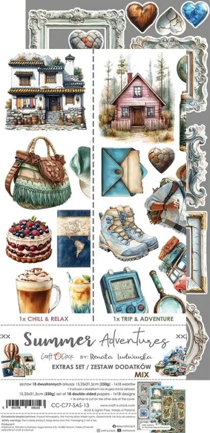 Craft OClock - Ausschneidebogen "Summer Adventures" Extra Set Mix - 18 Bogen