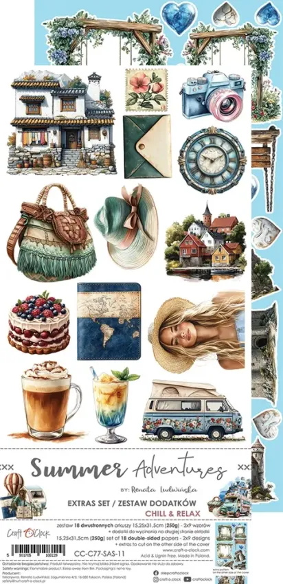 Craft OClock - Ausschneidebogen "Summer Adventures" Extra Set Mix - 18 Bogen