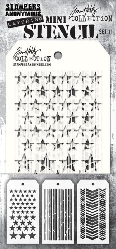 Stampers Anonymous - Schablone "Set #11" Layering Mini Stencil Design by Tim Holtz