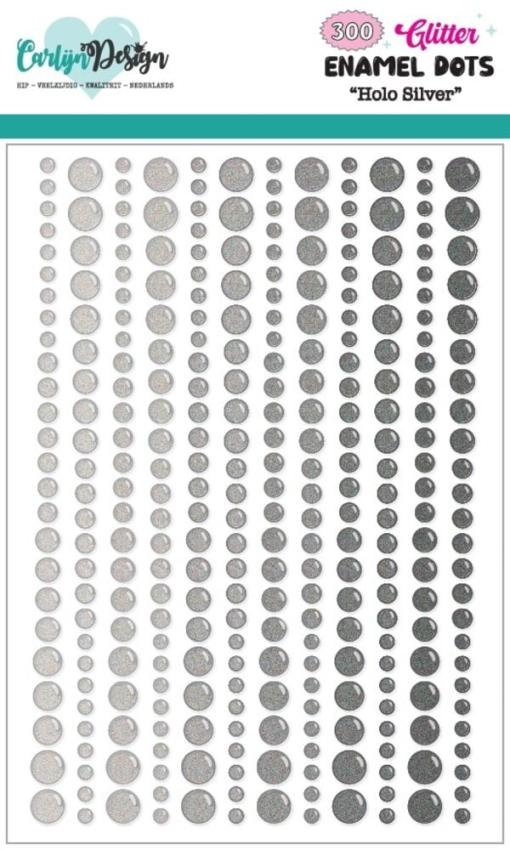 Carlijn Design - Klebesteine "Holo Silver" Enamel Dots 300 Stück