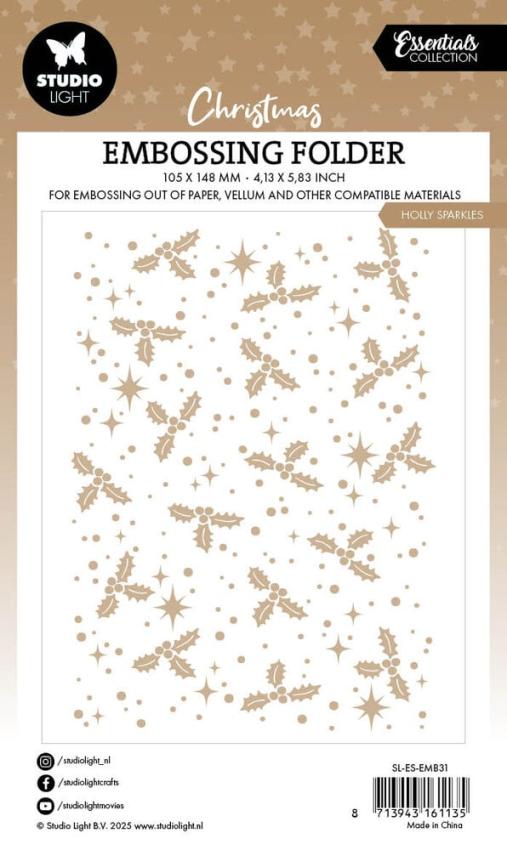 Studio Light - Prägefolder "Holly Sparkles" 3D Embossingfolder