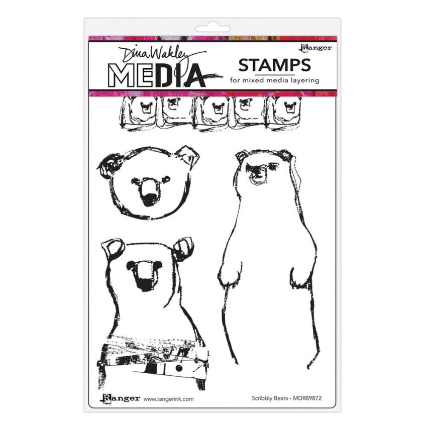 Ranger - Stempelset "Scribbly Bears" Dylusions Cling Stamp 