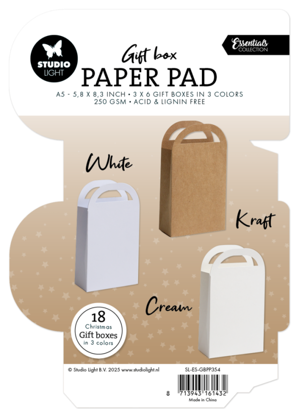 Studio Light - Papierblock für Geschenkboxen A5 "Giftbag" Gift Box Paper Pad - 18 Bogen