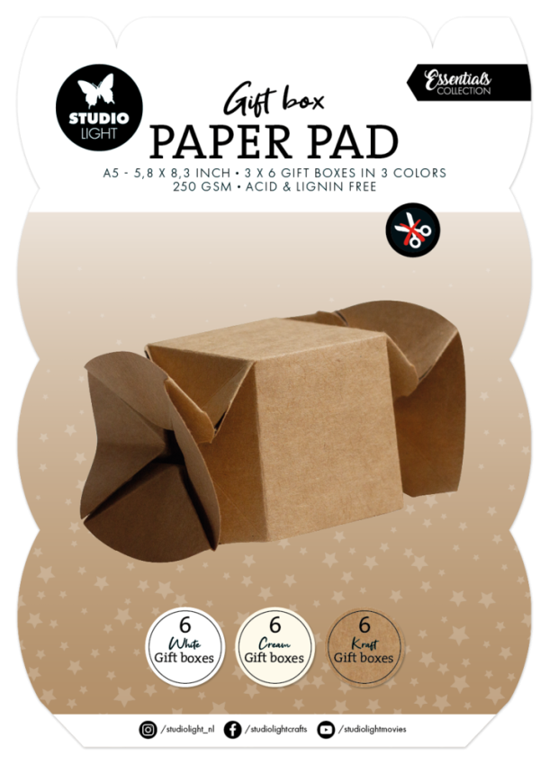 Studio Light - Papierblock für Geschenkboxen A5 "Candy Box" Gift Box Paper Pad - 18 Bogen