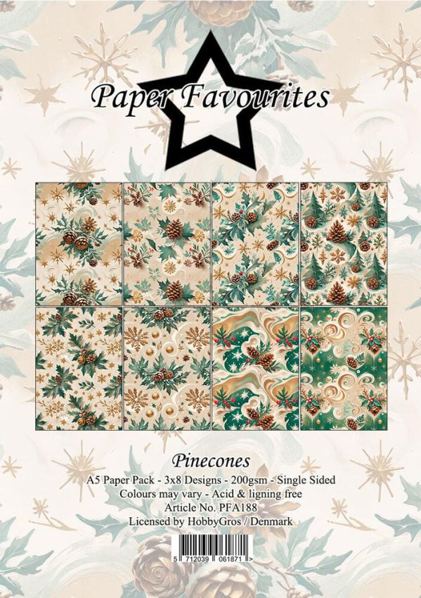 Paper Favourites - Designpapier "Pinecones" Paper Pack A5 - 24 Bogen