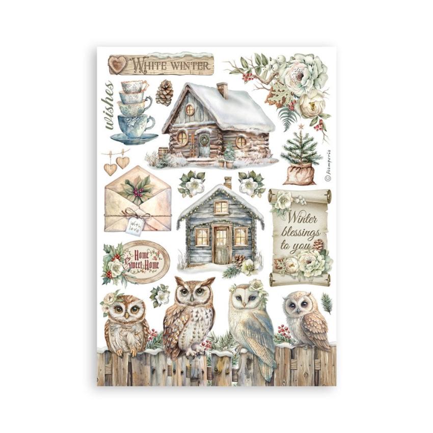 Stamperia - Washi Papier "The Owl's House" Washi Pad 14,8x21cm - 8 Bogen