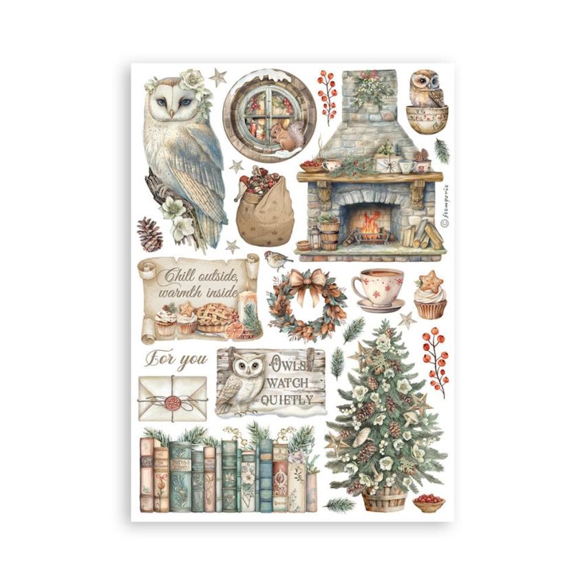 Stamperia - Washi Papier "The Owl's House" Washi Pad 14,8x21cm - 8 Bogen