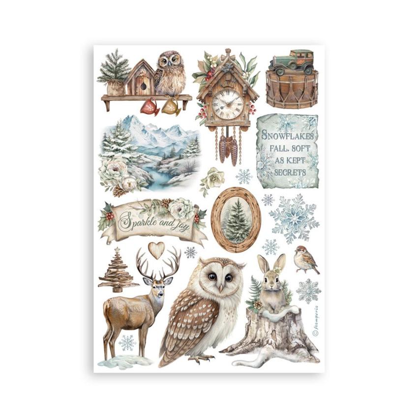 Stamperia - Washi Papier "The Owl's House" Washi Pad 14,8x21cm - 8 Bogen