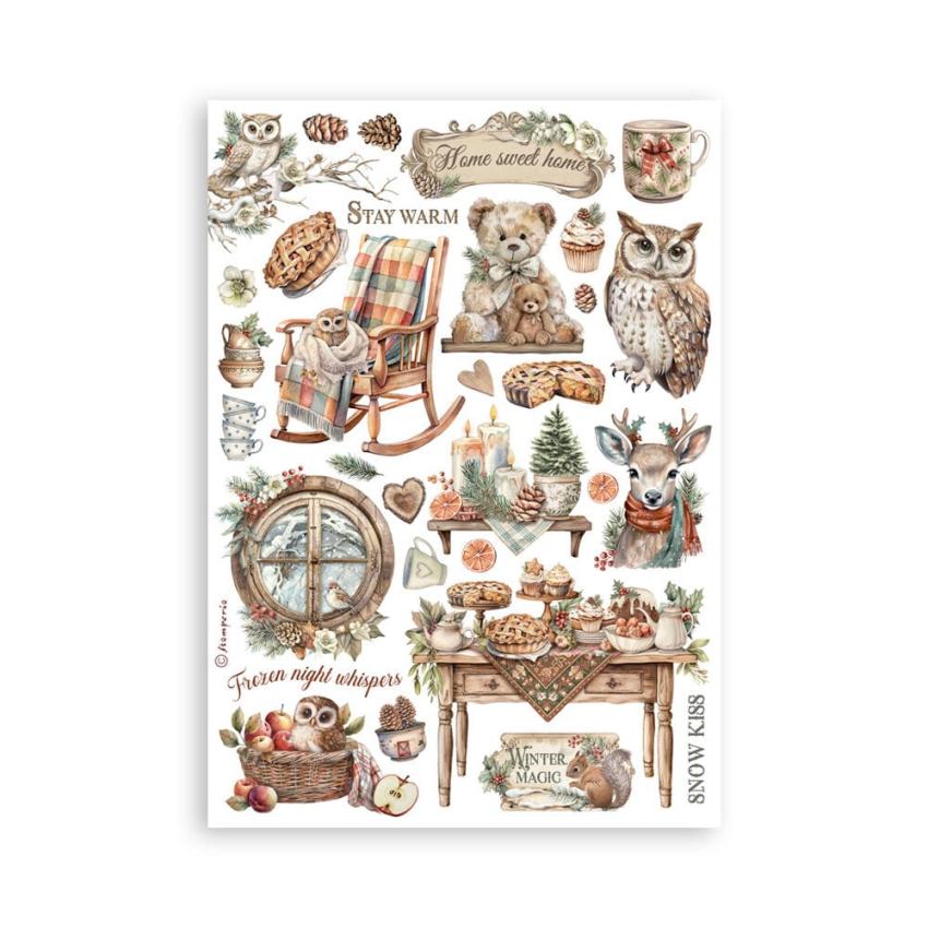 Stamperia - Washi Papier "The Owl's House" Washi Pad 14,8x21cm - 8 Bogen