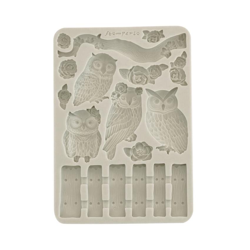 Stamperia - Gießform A5 "Owls and Branch" Soft Mould 
