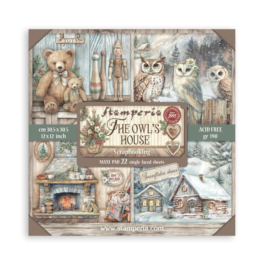 Stamperia - Designpapier "The Owl's House" Maxi Paper Pack 12x12 Inch - 22 Bogen