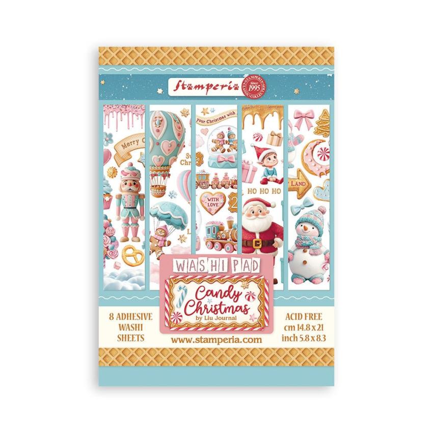 Stamperia - Washi Papier "Candy Christmas" Washi Pad 14,8x21cm - 8 Bogen