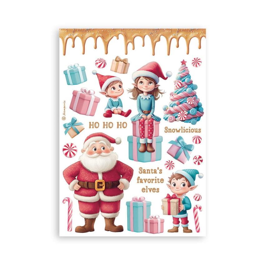 Stamperia - Washi Papier "Candy Christmas" Washi Pad 14,8x21cm - 8 Bogen