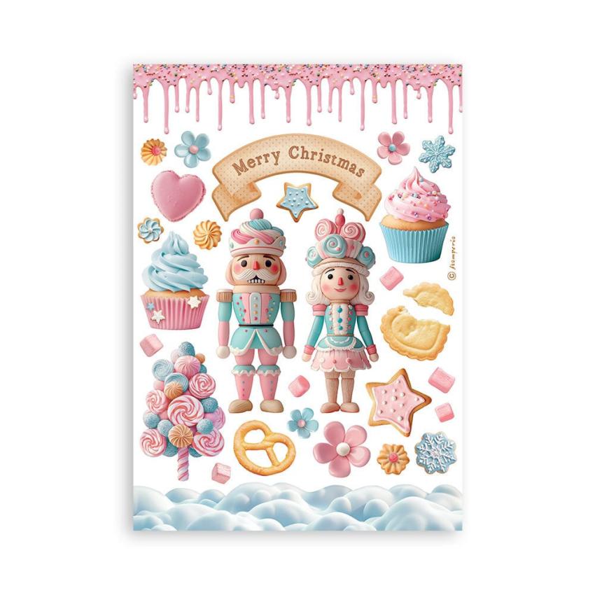 Stamperia - Washi Papier "Candy Christmas" Washi Pad 14,8x21cm - 8 Bogen
