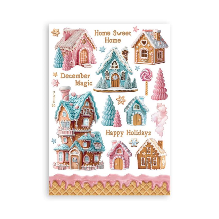 Stamperia - Washi Papier "Candy Christmas" Washi Pad 14,8x21cm - 8 Bogen