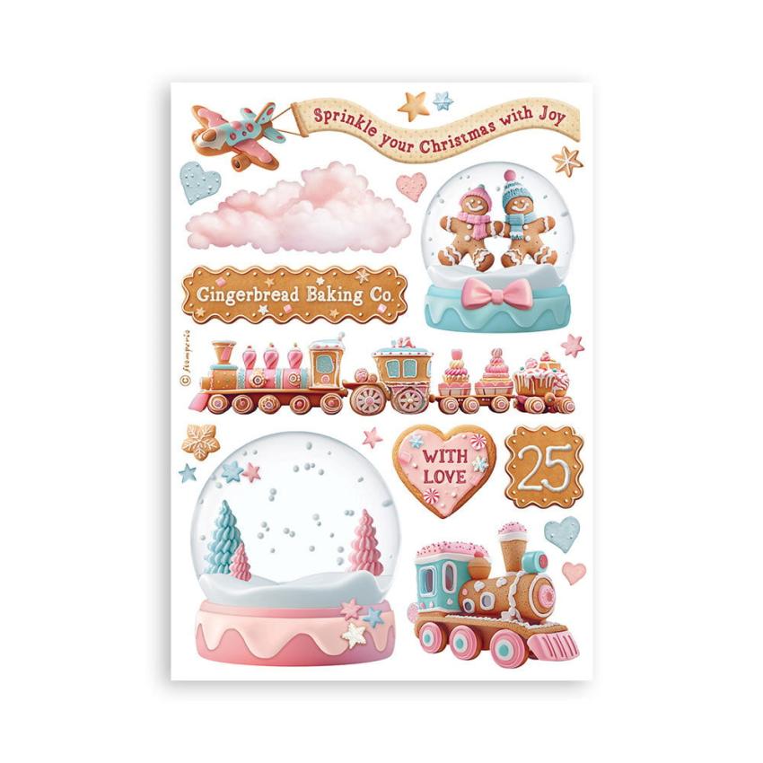 Stamperia - Washi Papier "Candy Christmas" Washi Pad 14,8x21cm - 8 Bogen
