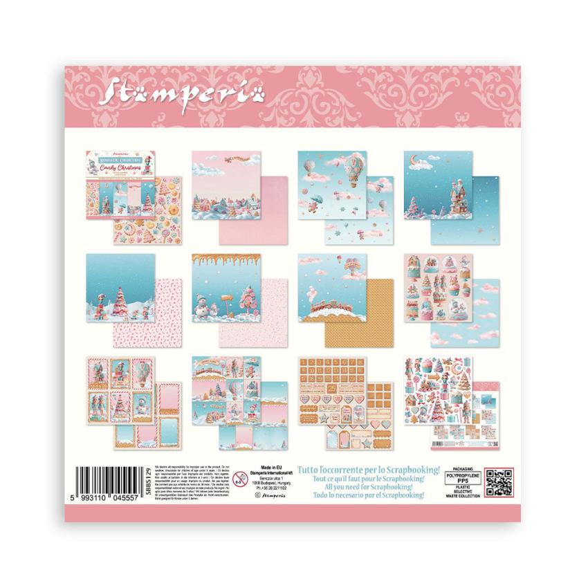 Stamperia - Designpapier "Candy Christmas" Paper Pack 8x8 Inch - 10 Bogen