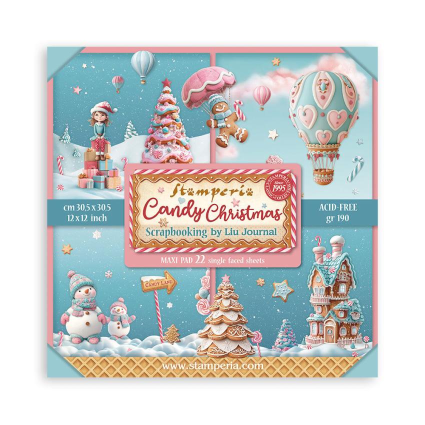 Stamperia - Designpapier "Candy Christmas" Maxi Paper Pack 12x12 Inch - 22 Bogen