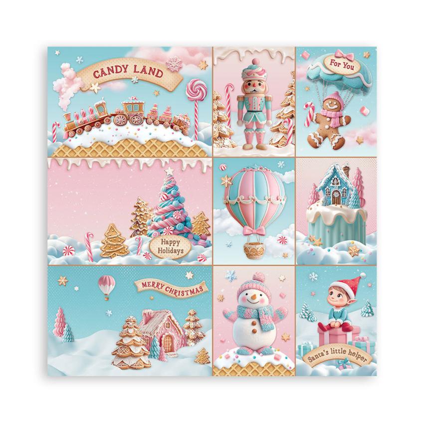 Stamperia - Designpapier "Candy Christmas" Maxi Paper Pack 12x12 Inch - 22 Bogen