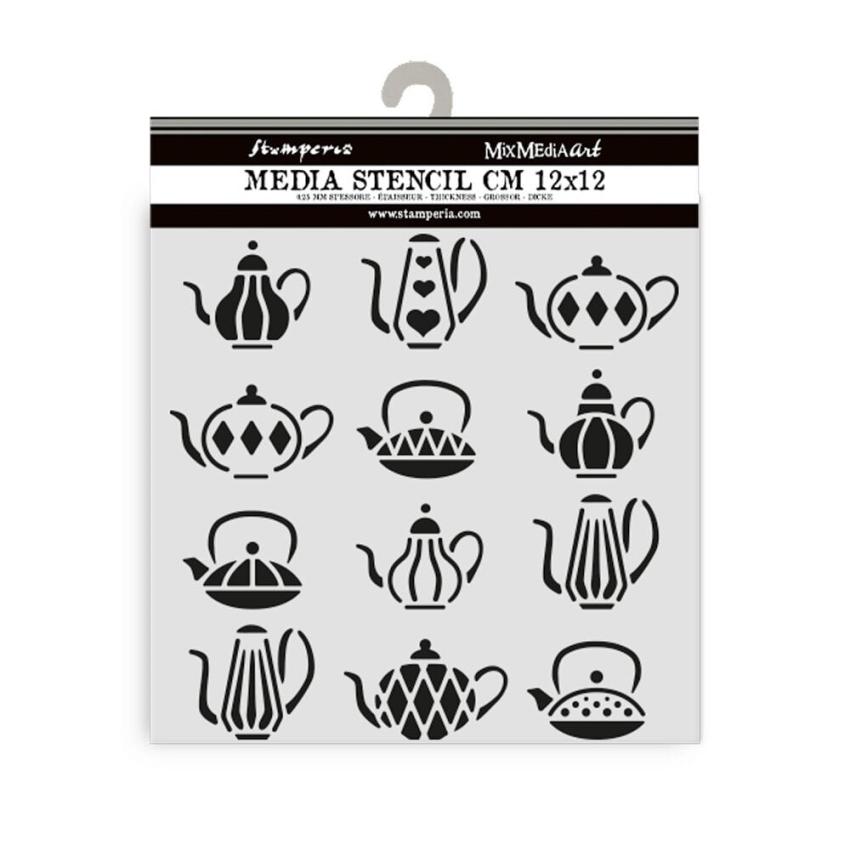 Stamperia - Schablone 12x12cm "Tea Pots" Stencil